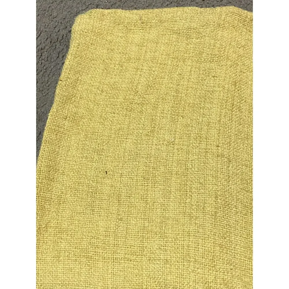 West Elm Yellow Brown Buttons Woven‎ Weave Silk Cotton Pillow Cover Button Back